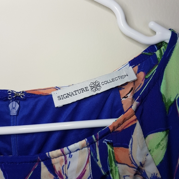 Signature Collection Blue Floral Print Jill Dress Size Small - Picture 2 of 11